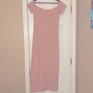 Zara Dress,Midi length,Soft pink,off the shoulders,Size Large,Fitted silhouette